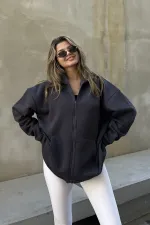 Zip-up Brushed Oversize Sweatshirt