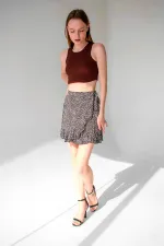 Fitilli Süper Crop Halter Yaka Örme Atlet