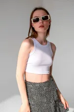 Fitilli Süper Crop Halter Yaka Örme Atlet