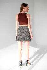 Fitilli Süper Crop Halter Yaka Örme Atlet