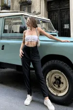 High-Waisted Crepe Pants with Darts