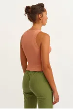 Débardeur côtelé à col halter