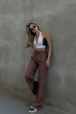 Linen Blend Loose Fit Trousers