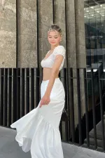 Pleated Layered Maxi Skirt