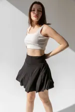 Yüksek Bel Cepli Şort Etek