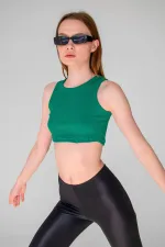 Fitilli Süper Crop Halter Yaka Örme Atlet