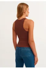 Ribbed Halter Neck Knitted Tank Top