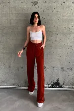 Yırtmaçlı Likralı Yüksek Bel Eşofman Altı