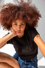 T-shirt basique à col rond côtelé