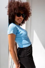 Ribbed Crew Neck Basic T-shirt