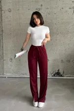 Pantalon de survêtement taille haute en lycra avec fente