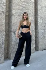 Linen Blend Loose Fit Trousers