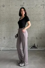 Yırtmaçlı Likralı Yüksek Bel Eşofman Altı