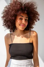 Strappy Cotton Crop Top Bustier