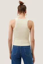 Ribbed Halter Neck Knitted Tank Top