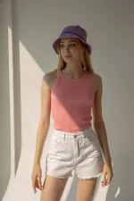 Ribbed Halter Neck Knitted Tank Top