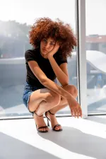 T-shirt basique à col rond côtelé