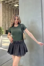 T-shirt court à volants