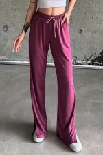 High-Waisted Sweatpants with Slits and Lycra
