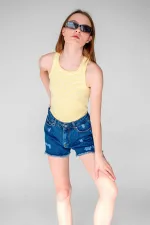 Çizgili Fitilli Halter Yaka Kolsuz Atlet