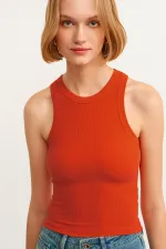 Fitilli Halter Yaka Örme Atlet