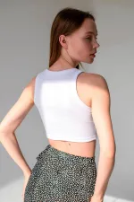 Fitilli Süper Crop Halter Yaka Örme Atlet
