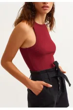 Ribbed Halter Neck Knitted Tank Top