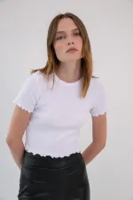 Fırfır Detaylı Crop T-shirt