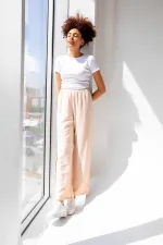 T-shirt basique à col rond côtelé