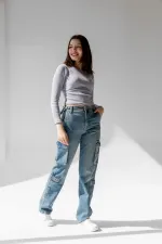 Chemisier côtelé à manches longues, t-shirt court en maille