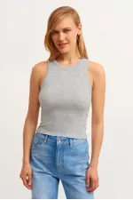 Débardeur côtelé à col halter