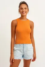 Ribbed Halter Neck Knitted Tank Top