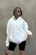 Zip-up Brushed Oversize Sweatshirt