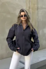 Zip-up Brushed Oversize Sweatshirt