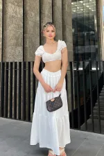 Pleated Layered Maxi Skirt