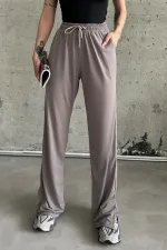 Yırtmaçlı Likralı Yüksek Bel Eşofman Altı