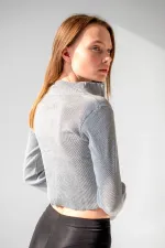 Ankle Detail Zip-Up Crop Blouse