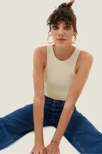 Ribbed Halter Neck Knitted Tank Top