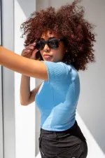 Ribbed Crew Neck Basic T-shirt