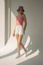 Ribbed Halter Neck Knitted Tank Top