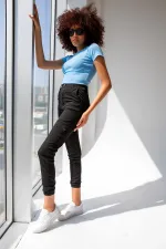 Ribbed Crew Neck Basic T-shirt