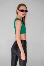 Fitilli Süper Crop Halter Yaka Örme Atlet