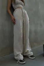 Linen Blend Loose Fit Trousers