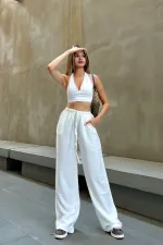 Linen Blend Loose Fit Trousers