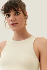 Ribbed Halter Neck Knitted Tank Top