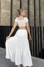 Pleated Layered Maxi Skirt