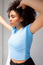 Ribbed Crew Neck Basic T-shirt