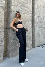 Linen Blend Loose Fit Trousers