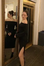 Madonna Collar Ribbed Knit Dress