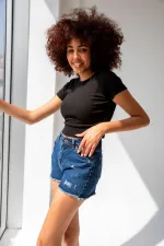 T-shirt basique à col rond côtelé